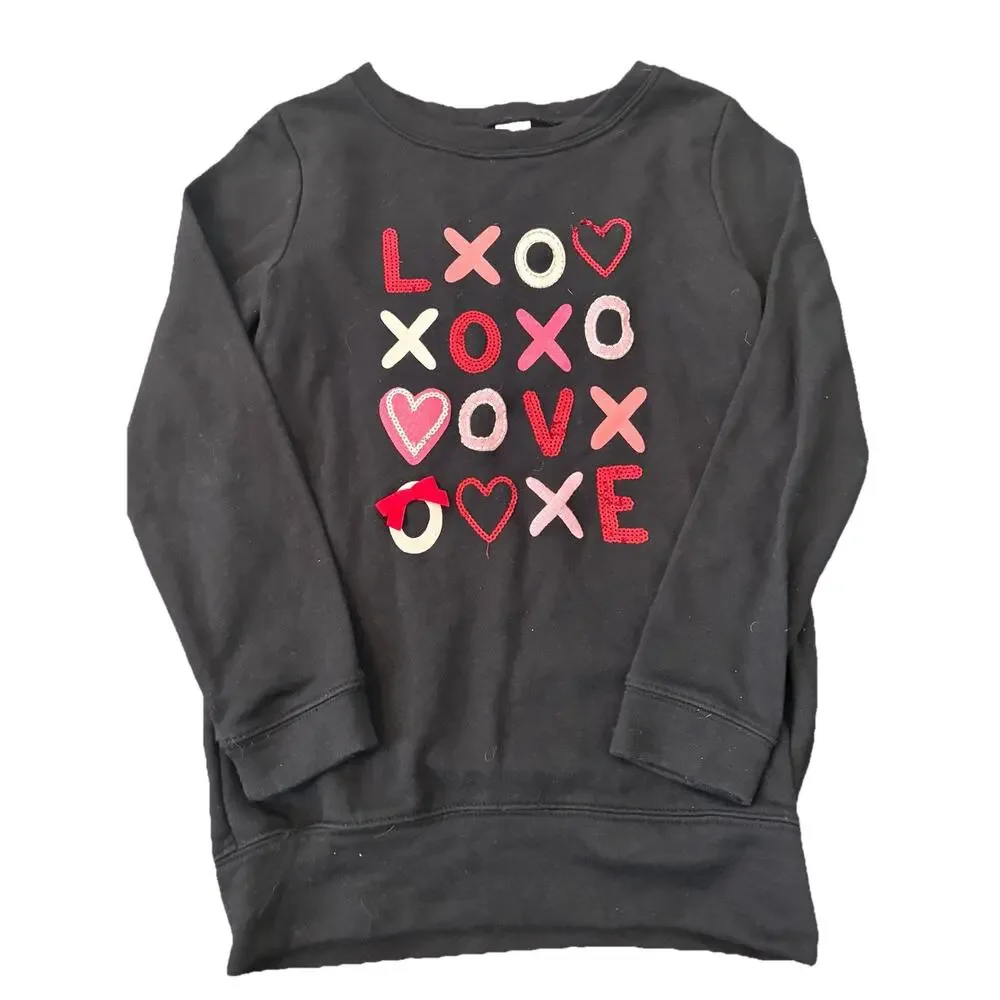 Gymboree Girl XOXO Heart Sweatshirt Top Tunic Sz Lg 10/12 Valentine's Day
